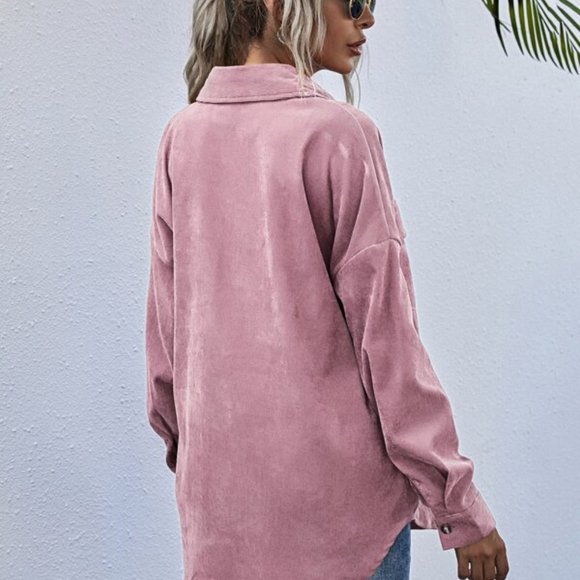 pink Boyfriend fit oversized shacket jacket cordur - Picture 6 of 6